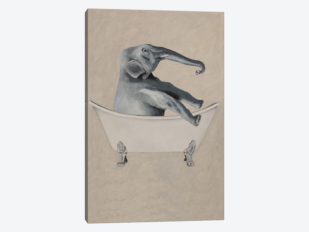 Elephant In Bathtub by Coco de Paris 1-piece Canvas Artwork