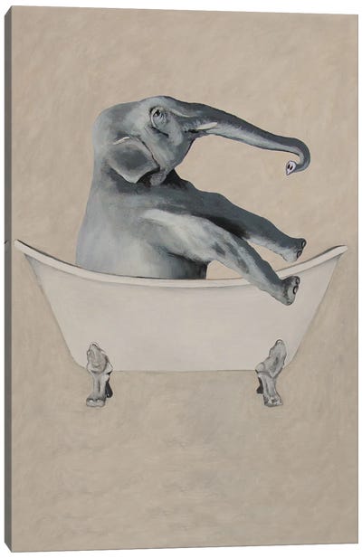 Elephant In Bathtub Canvas Art Print - Coco de Paris