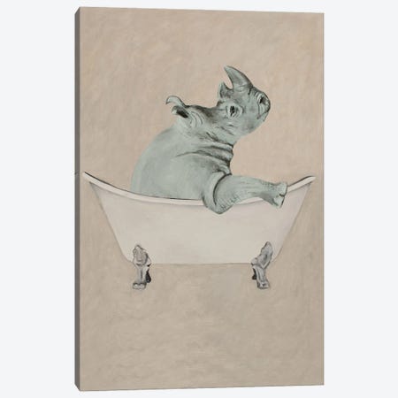 Rhinoceros In Bathtub Canvas Print #COC537} by Coco de Paris Canvas Print