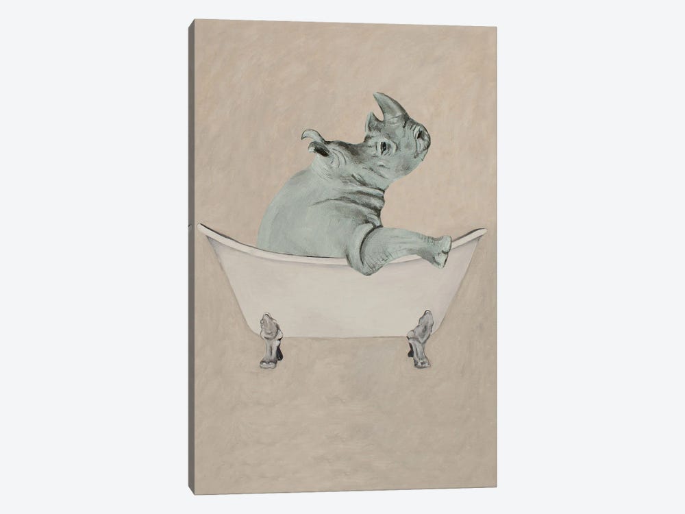 Rhinoceros In Bathtub by Coco de Paris 1-piece Canvas Art Print