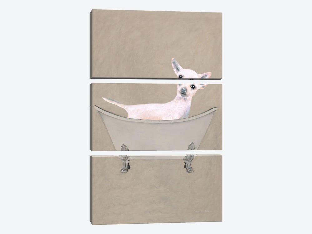 Chihuahua In Bathtub by Coco de Paris 3-piece Canvas Print