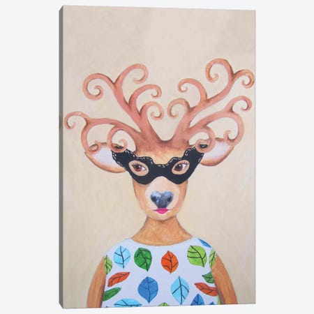 Masked Deer Lady Canvas Print #COC53} by Coco de Paris Art Print
