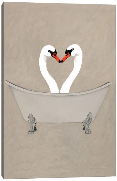 Swans In Bathtub Canvas Art Print - Swan Art