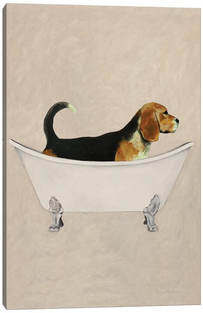 Beagle In Bathtub Canvas Art Print - Beagle Art