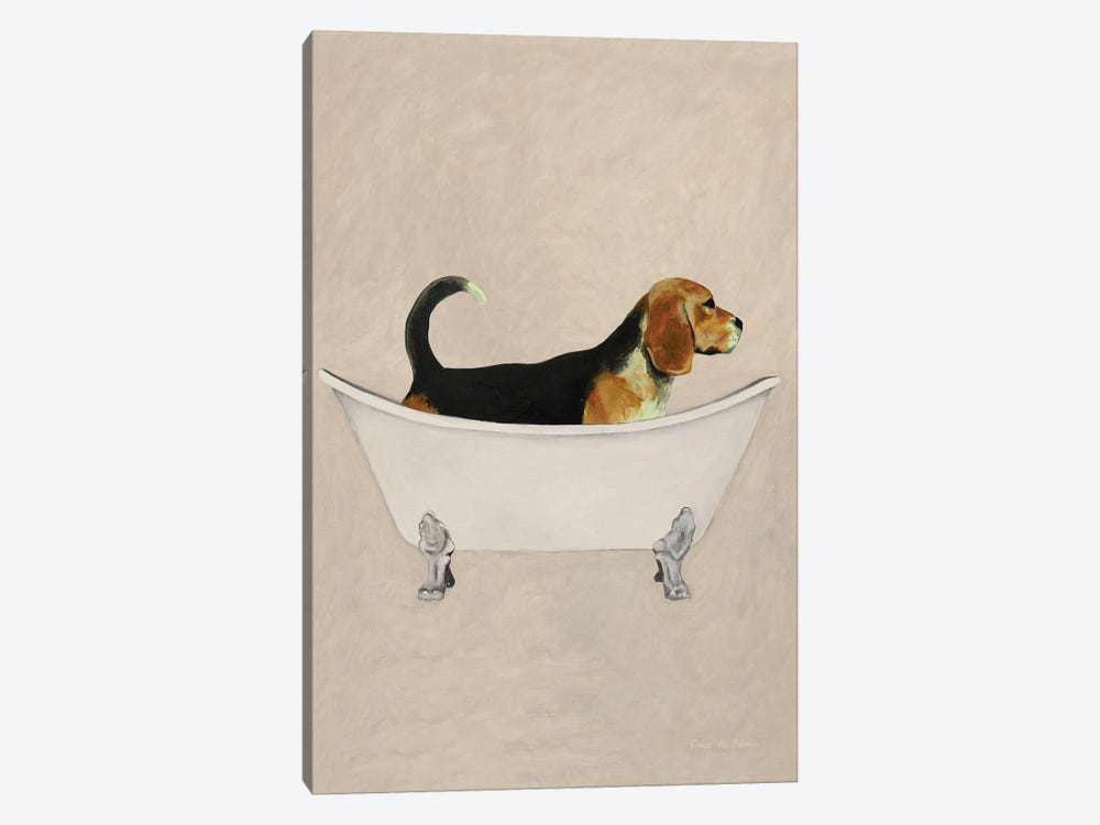 Beagle In Bathtub 1-piece Canvas Artwork