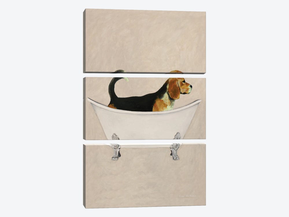 Beagle In Bathtub by Coco de Paris 3-piece Canvas Artwork