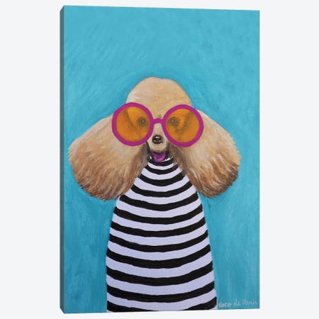 Stripey Poodle Canvas Print #COC542} by Coco de Paris Art Print