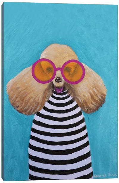 Stripey Poodle Canvas Art Print - Poodle Art