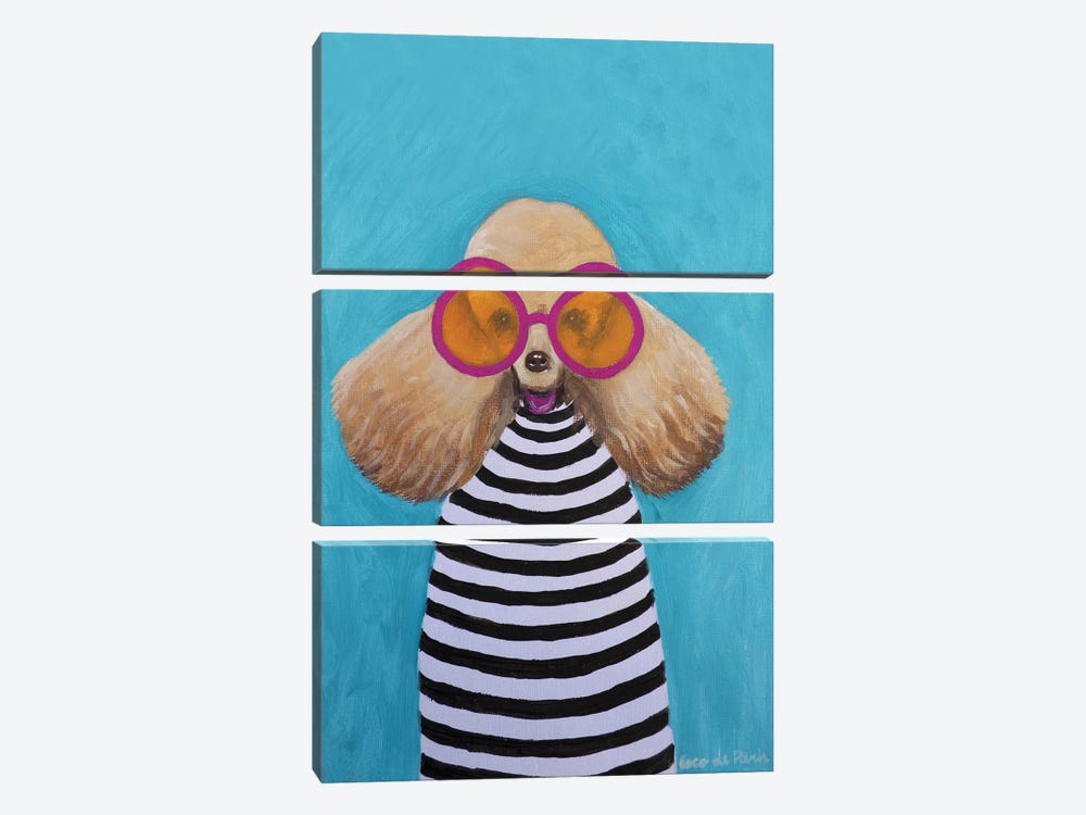 Stripey Poodle by Coco de Paris 3-piece Canvas Art Print