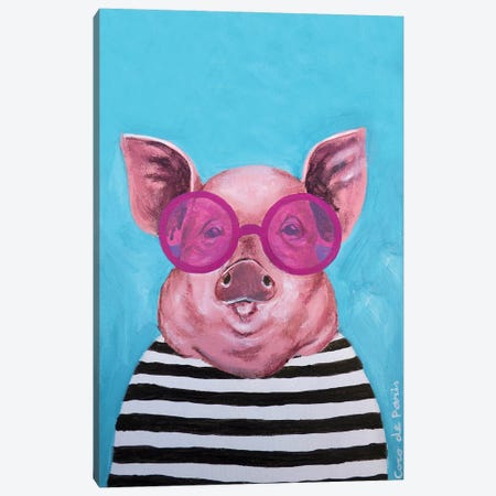 Stripey Pig Canvas Print #COC543} by Coco de Paris Canvas Print