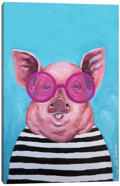 Stripey Pig Canvas Art Print - Coco de Paris