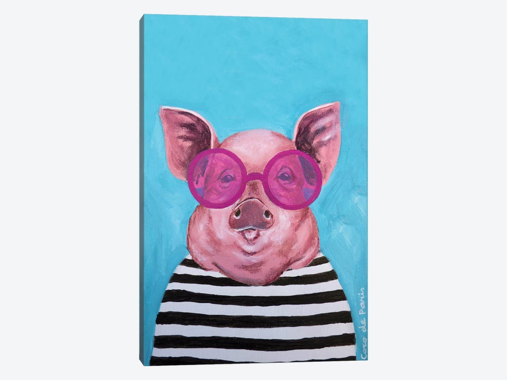 Stripey Pig by Coco de Paris 1-piece Canvas Artwork