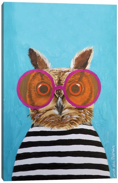 Stripey Owl Canvas Art Print - Art Gifts for Her