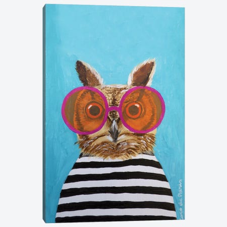 Stripey Owl Canvas Print #COC544} by Coco de Paris Canvas Art