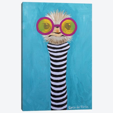 Stripey Ostrich Canvas Print #COC545} by Coco de Paris Canvas Wall Art