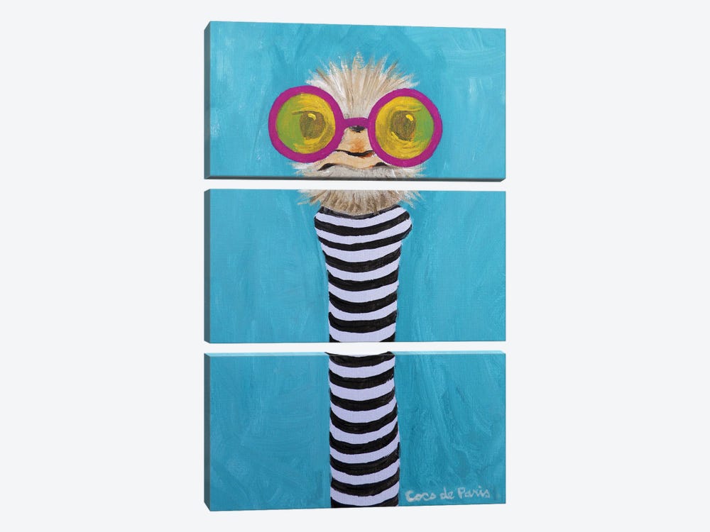 Stripey Ostrich by Coco de Paris 3-piece Canvas Artwork
