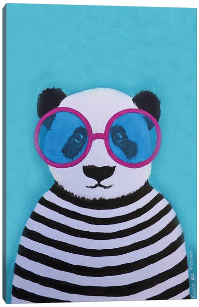 Stripey Panda With Sunglasses Canvas Art Print - Coco de Paris