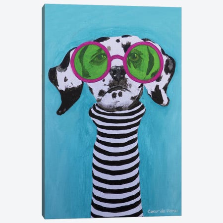 Stripey Dalmatian Canvas Print #COC547} by Coco de Paris Canvas Art
