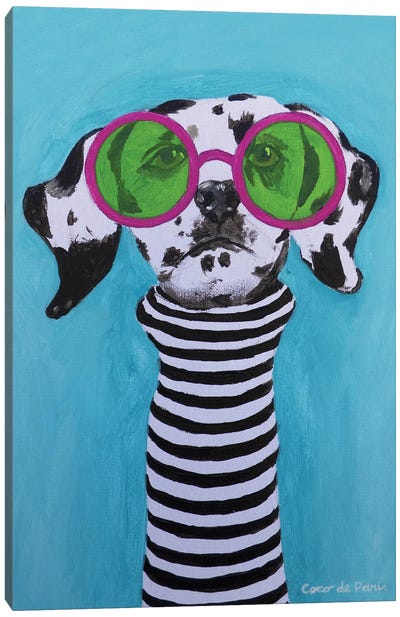 Stripey Dalmatian Canvas Art Print - Coco de Paris