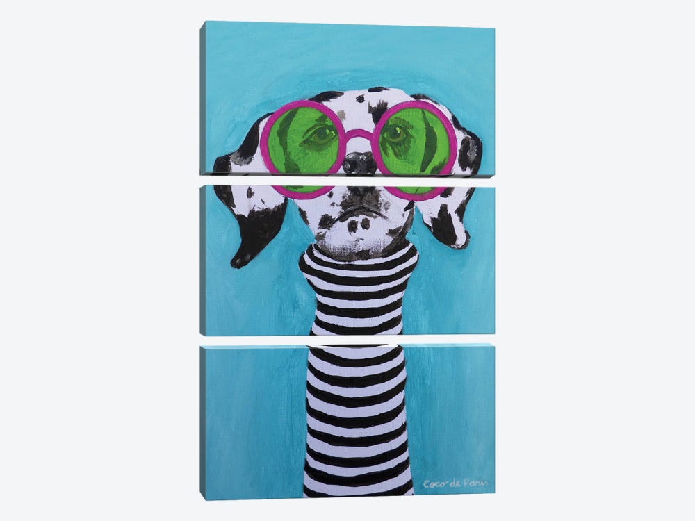 Stripey Dalmatian by Coco de Paris 3-piece Canvas Wall Art