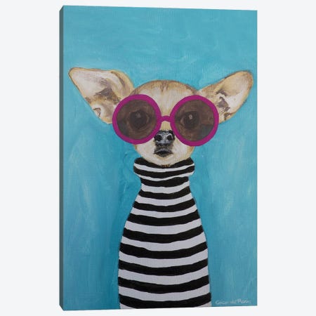 Stripey Chihuahua Canvas Print #COC548} by Coco de Paris Art Print