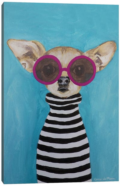 Stripey Chihuahua Canvas Art Print - Coco de Paris
