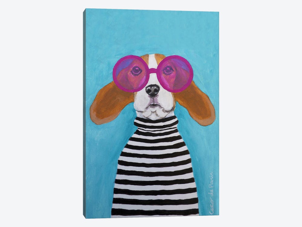 Stripey Beagle by Coco de Paris 1-piece Canvas Art