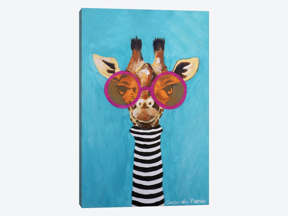 Stripey Giraffe With Sunglasses by Coco de Paris 1-piece Canvas Art Print