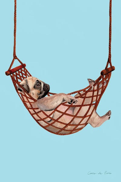 Pugs: Pug In Hammock by Coco de Paris