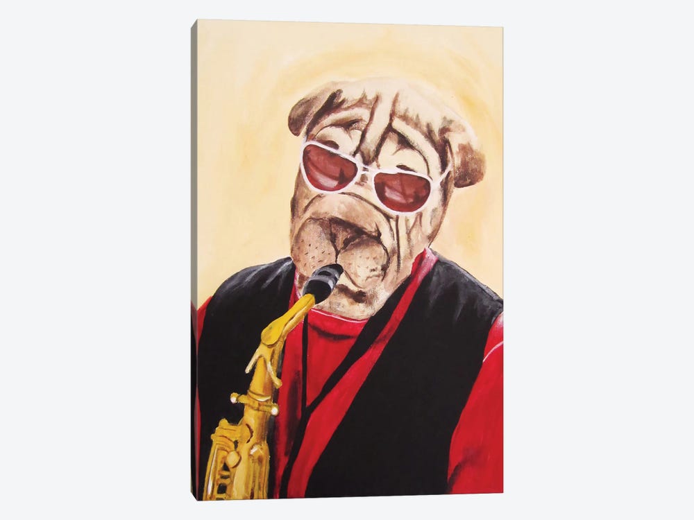 Musician Dog by Coco de Paris 1-piece Canvas Print