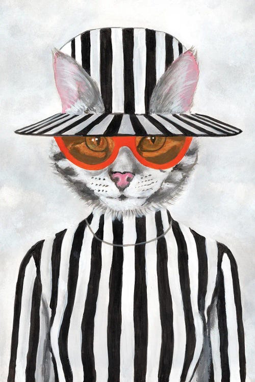 Cat In Stripy Mood by Coco de Paris wall art