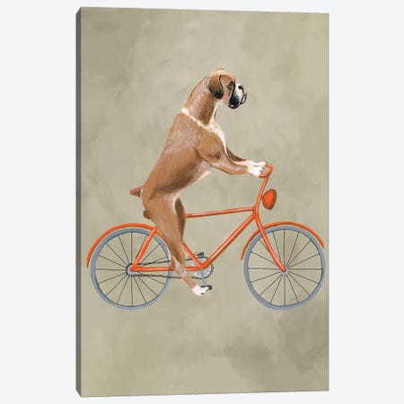 Boxer On Bicycle Canvas Print #COC5} by Coco de Paris Canvas Art