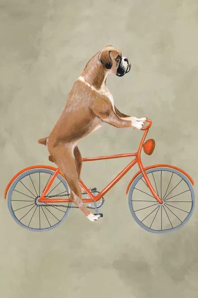 Kids Sports Art: Boxer On Bicycle by Coco de Paris