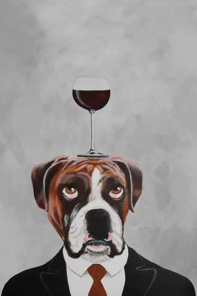 Boxer With Wineglass by Coco de Paris metal wall art