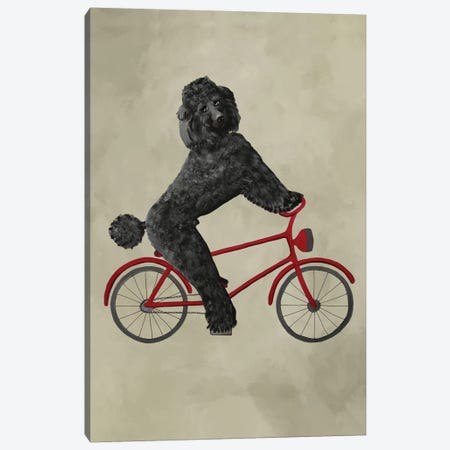 Poodle On Bicycle Canvas Print #COC62} by Coco de Paris Canvas Art