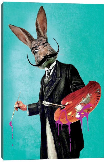 Rabbit Painter Canvas Art Print - Salvador Dali