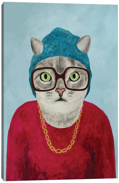 Rapper Cat Canvas Art Print - Uniqueness Art
