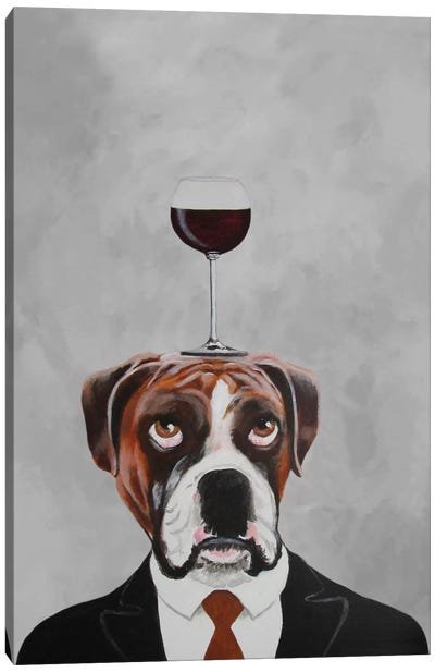 Boxer With Wineglass Canvas Art Print - Boxer Art