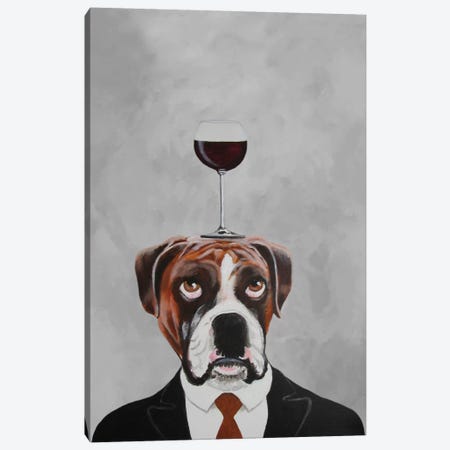 Boxer With Wineglass Canvas Print #COC6} by Coco de Paris Canvas Art