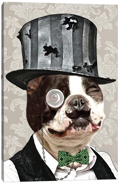 Steampunk Bulldog Canvas Art Print - French Bulldog Art