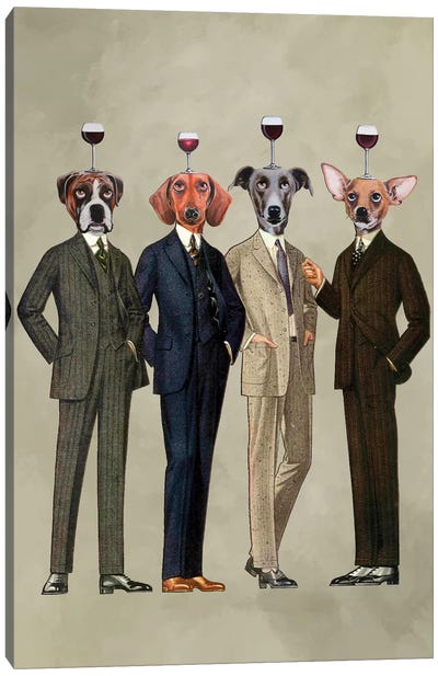 The Wine Club Canvas Art Print - Animal Humor Art
