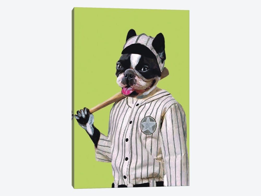 Bulldog Baseball Player by Coco de Paris 1-piece Canvas Print