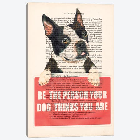 Boston Terrier With Message Canvas Print #COC82} by Coco de Paris Canvas Artwork