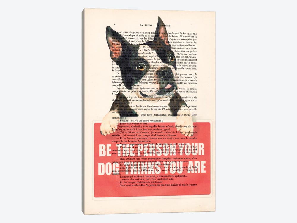 Boston Terrier With Message by Coco de Paris 1-piece Canvas Art
