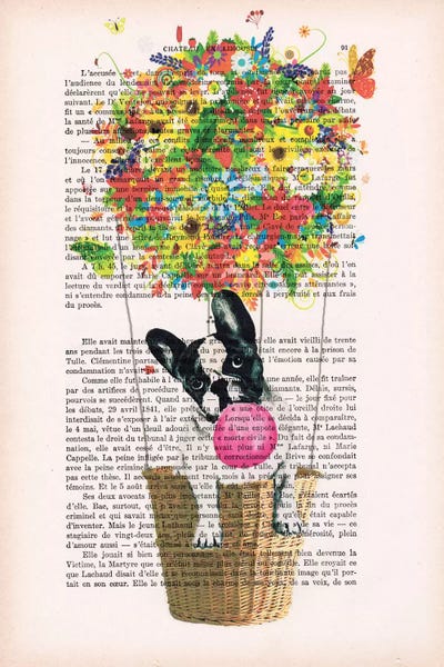 French Bulldogs: Bulldog In Flower Air Balloon by Coco de Paris