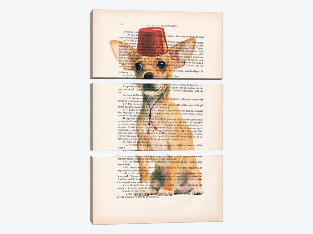 Chihuahua With Fez by Coco de Paris 3-piece Art Print