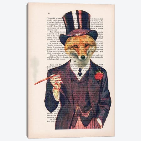 Dapper Fox Canvas Print #COC87} by Coco de Paris Art Print