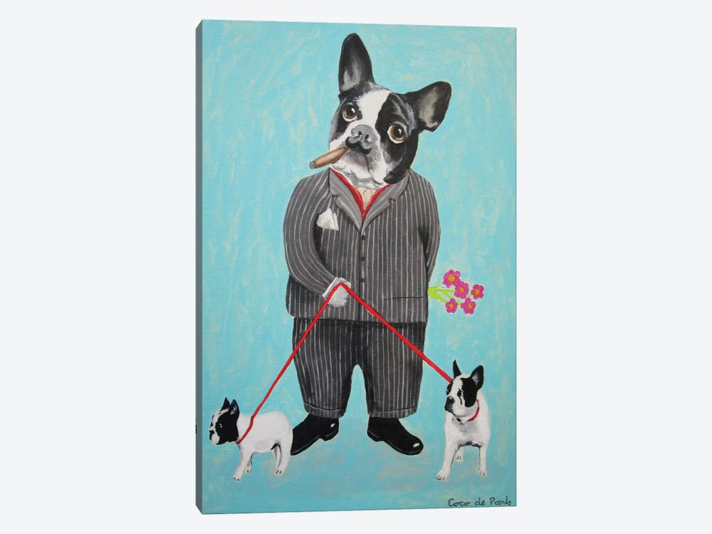 Bulldog Dog Walker by Coco de Paris 1-piece Canvas Wall Art