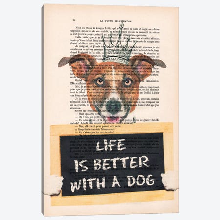 Doggy With A Message Canvas Print #COC91} by Coco de Paris Canvas Art Print