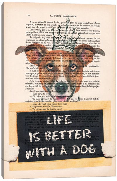 Doggy With A Message Canvas Art Print - Pawsitive Pups